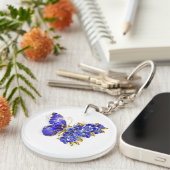 Porte-clés Papillon Saphir Fleur (Devant droit)