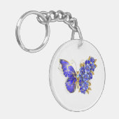 Porte-clés Papillon Saphir Fleur (Devant gauche)