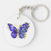 Porte-clés Papillon Saphir Fleur (Dos)