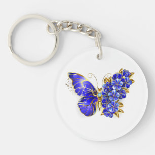 Porte-clés Papillon Saphir Fleur