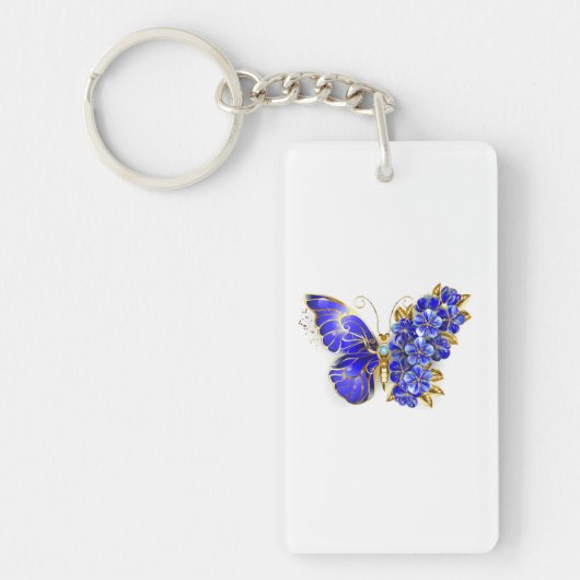 Porte-clés Papillon Saphir Fleur (Devant)