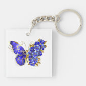 Porte-clés Papillon Saphir Fleur (Dos)