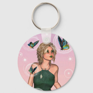Porte-clés Papillon scintillant Fée Fantaisie Art