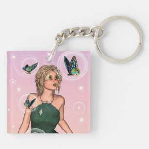Porte-clés Papillon scintillant Fée Fantaisie Art