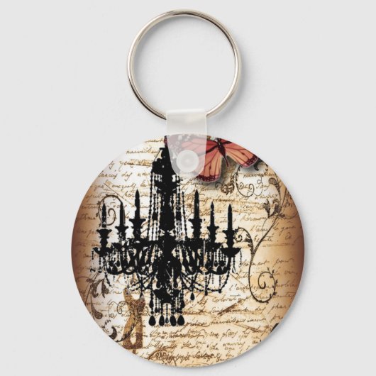 Porte-clés papillon steampunk paris chandelier vintage (Recto)
