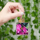 Porte-clés Papillon sur Fleur rose | (main)