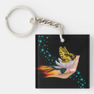 Porte-clés Papillon sur Lotus Bloom