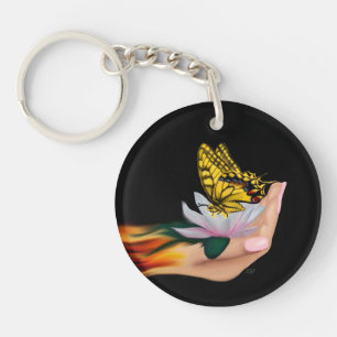 Porte-clés Papillon sur Lotus Bloom Porte - clé