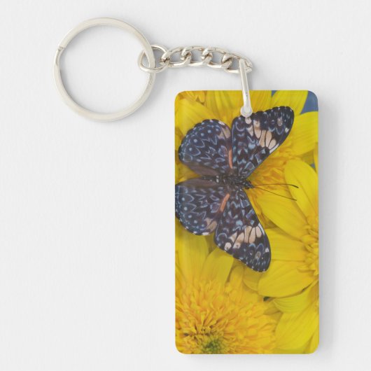 Porte-clés Papillon sur une fleur jaune (Devant)