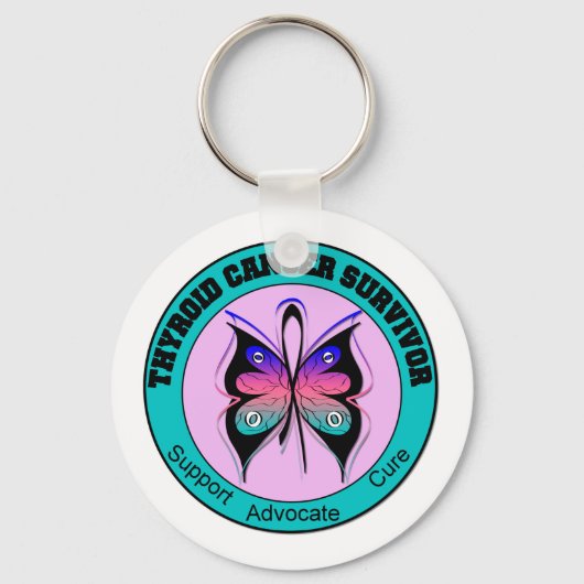 Porte-clés Papillon survivant du cancer de la thyroïde (Recto)