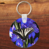 Porte-clés Papillon Swallowtail sur Delphiniums (Recto)