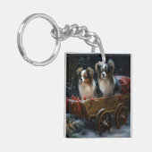 Porte-clés Papillon Traîneau enneigé Décor de Noël (Devant gauche)