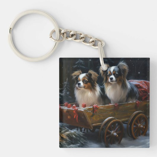 Porte-clés Papillon Traîneau enneigé Décor de Noël (Devant)