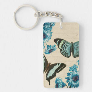 Porte-clés papillon turquoise