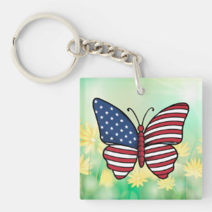 Porte-clés Papillon USA - Numéro de drapeau 62614
