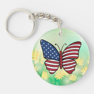 Porte-clés Papillon USA - Numéro de drapeau 62614