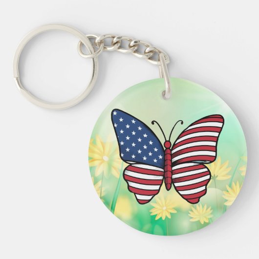 Porte-clés Papillon USA - Numéro de drapeau 62614 (Devant)