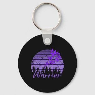 Porte-clés Papillon violet de coucher de soleil rétro Fibro L