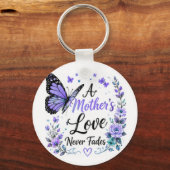 Porte-clés Papillon Violet "L'amour d'une mère ne faiblit jam (Recto)