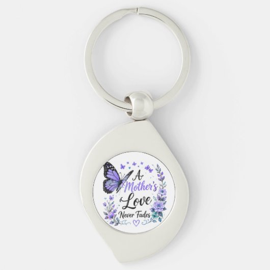 Porte-clés Papillon Violet "L'amour d'une mère ne faiblit jam (Devant)