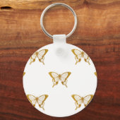 Porte-clés Papillons à huile métallique sur blanc (Recto)