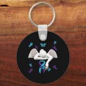 Porte-clés Papillons à ruban de l'angle de sensibilisation au (Recto)