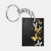 Porte-clés Papillons blancs et dorés (Devant gauche)
