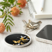 Porte-clés Papillons blancs et dorés (Côté)