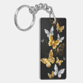 Porte-clés Papillons blancs et dorés (Devant gauche)