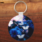 Porte-clés Papillons blancs Fleurs bleues, papillon (Recto)