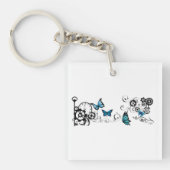 Porte-clés Papillons bleu Tribal Steampunk (Devant)