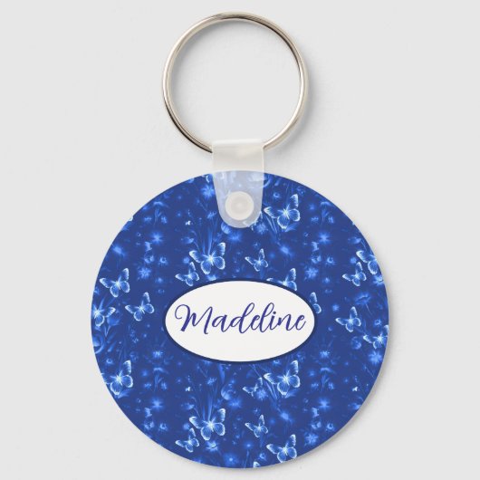 Porte-clés Papillons Bleus de Minuit (Recto)