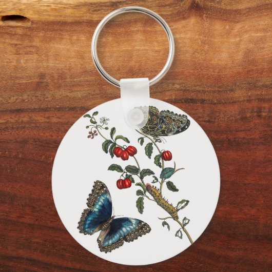 Porte-clés Papillons bleus et fruits rouges (Verso)