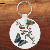 Porte-clés Papillons bleus et fruits rouges (Recto)