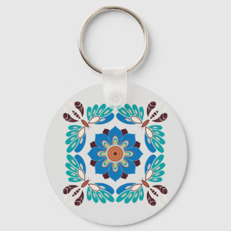 Porte-clés papillons bleus vintage et rosette