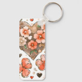 Porte-clés Papillons, Coeurs et Fleurs Nom personnalisé (Verso)