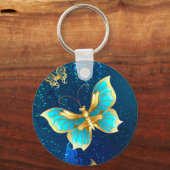 Porte-clés Papillons d'or sur un Arrière - plan bleu (Recto)