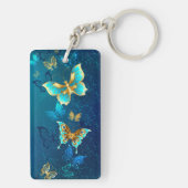 Porte-clés Papillons dorés sur fond bleu (Dos)
