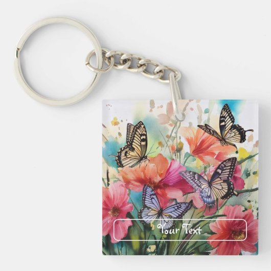 Porte-clés Papillons et fleurs (Devant)