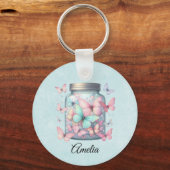 Porte-clés Papillons Fantaisistes dans un Pot (Recto)