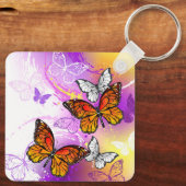 Porte-clés Papillons Monarque sur Arrière - plan pourpre (Verso)