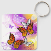 Porte-clés Papillons Monarque sur Arrière - plan pourpre (Dos)