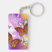 Porte-clés Papillons Monarque sur Arrière - plan pourpre (Dos)