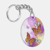 Porte-clés Papillons monarques sur fond violet (Devant gauche)