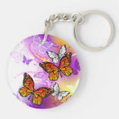 Porte-clés Papillons monarques sur fond violet (Dos)