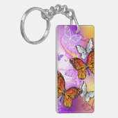 Porte-clés Papillons monarques sur fond violet (Devant gauche)
