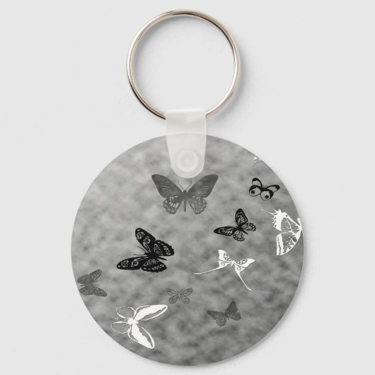 Porte-clés Papillons noirs et blancs (Recto)