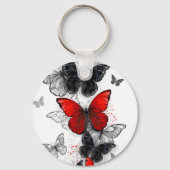 Porte-clés Papillons noirs et rouges volants (Verso)