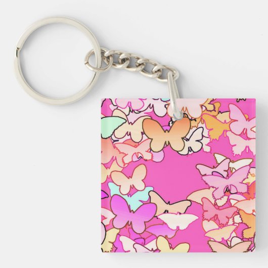 Porte-clés Papillons, rose multi et profond (Devant)