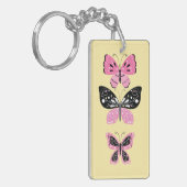 Porte-clés Papillons roses et noirs (Devant gauche)